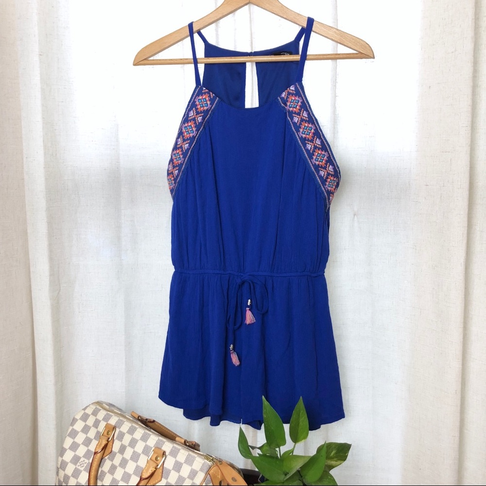 ⭕️Sold⭕️As U Wish High-Neck Blue Romper SizeMedium
